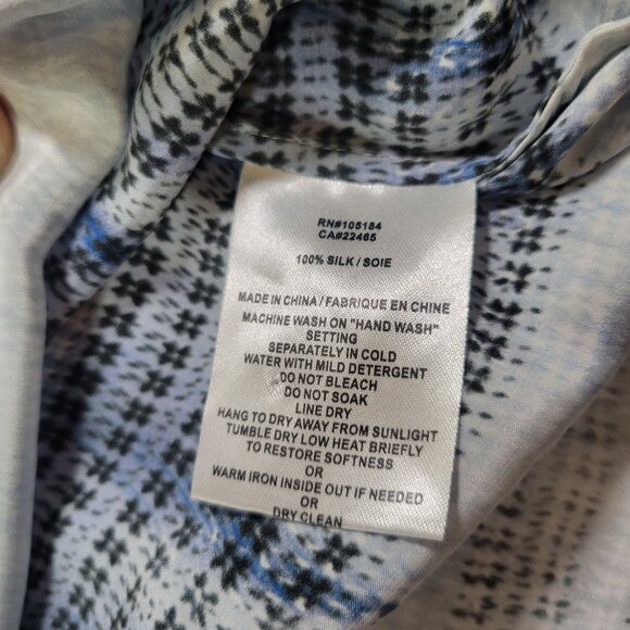 Go By GoSilk Women Blue Striped Washed Silk Sleeveless High Neck Top Size XS - Picture 4 of 7